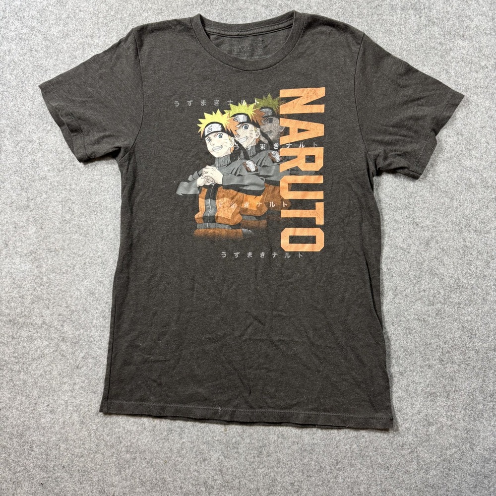 Naruto Mens Shippuden Collection Graphic Tee XL Charcoal‎ Gray Cotton Blend